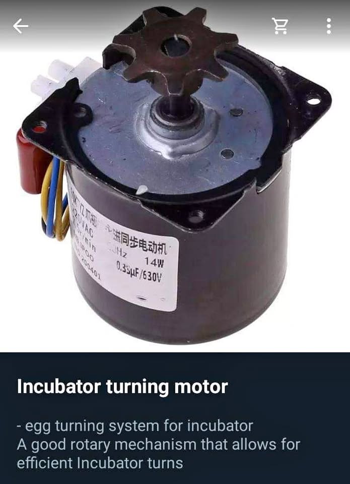 Incubator Components. motor, fan, heating elements, trays, control unit,switches